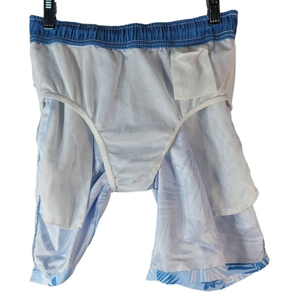 Goodfellow Swim Shorts Trunks Blue Small Hawaiian Floral Drawstring Pockets 7" - Picture 6 of 10